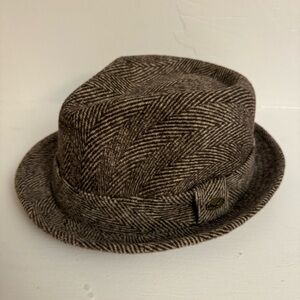 Epoch Vintage Mens Wool Fedora Hat Size S/M Brown Herringbone
